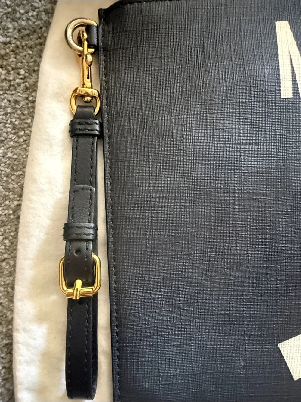 Moschino Couture Teddy Bear Black Leather Wristlet Clutch Pouch w/ Dust Bag
